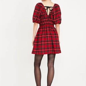 Old Navy Red Plaid Backless Dress